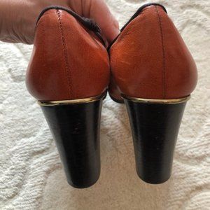 4" Burnt orange leather pumps